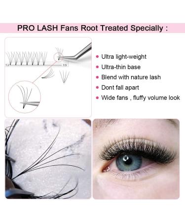 4D-D-0.07-14mm Short Stem Pre Made Fan Eyelash Extensions - Russian Volume Lashes 0.07 0.10 - 14mm Length - Buy Online on GoSupps.com