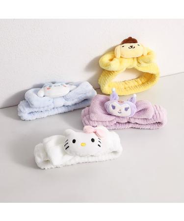 Pauluios Kawaii Spa Headband for Washing Face Cute Women's Soft Headband Coral Fleece Fluffy Women's Girls Hairband for Makeup Skin Care Shower Wash Party (White Bow-Kit) - Buy Online on GoSupps.com