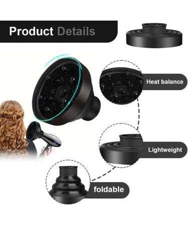 Cutiolly Universal hair diffuser hairdryer diffuser attachment for curly and naturally wavy hair professional hairdryer diffuser Black - Buy Online on GoSupps.com
