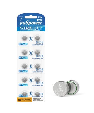 LR41 Batteries AG3 L736 392 384 192 L736f SR41 1.5V AG3/LR41 Battery Alkaline Button Coin Cell Watch Batteries for Thermometer Flashlight Tealights Remote Control 10pcs