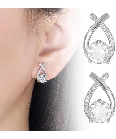 Fashionable Gold-Colored Cross Earrings - Sparkling Zirconia Jewelry Gifts for Women & Girls | Elegant Crystal Style - Buy Online on GoSupps.com