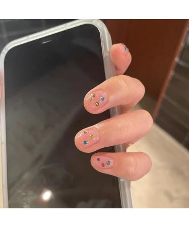 MENILITHS 24Pcs/Set Press On Nails Short Colorful Sparkling Diamond False Nails Acrylic Fake Nails Full Cover Nails Tips Artificial Finger Manicure Press on nails for Women and Girls - Buy Online on GoSupps.com