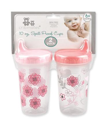 Cribmates 10oz Spill Proof Cups 2-Pack Pink Flowers