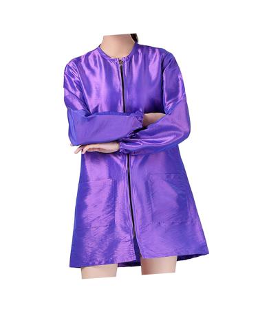 FRCOLOR Work Apron Hair Dyeing Apron Circle Hair Clip Unisex Salon Hair Stylist Smock Clothes Hairdresser Grooming Smock Spa Apron Hairdresser Apron Work Jacket Purple Protection Barber