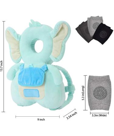 Okydoky Baby Safe Protector Cushion & Baby Knee Pads for Crawling Toddlers Safety Pad Cushion Adjustable Backpack Baby Back Protection for Walking & Crawling Cute Elephant (CA) - Buy Online on GoSupps.com