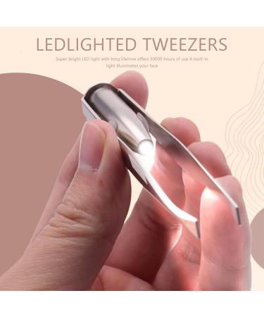 Bntaomle Stainless Steel Eyelash & Eyebrow Tweezers with LED Light - Precision Beauty Tool for Flawless Makeup | Ships Worldwide - Buy Online on GoSupps.com