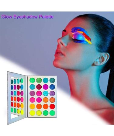 Neon Glitter Eyeshadow Palette 24 Colors Eyeshadow Glow Palette UV Glow in The Dark Blacklight Matte and Glitter Eye Shadow Pallet High Pigment Makeup Palette for Party - Buy Online on GoSupps.com