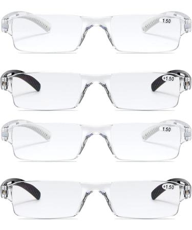Kodilin 4-Pack Frameless Blue Light Filter Reading Glasses for Men & Women - Anti-Blue Light Readers in Black & Clear - 2.5x Magnification - Buy Online on GoSupps.com