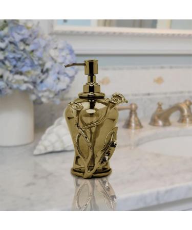 Aluminum Black Luster Gold Finish Soap Dispenser - Refillable Hand Lotion Container for Bathroom and Kitchen - Calla Lily Collection - Buy Online on GoSupps.com