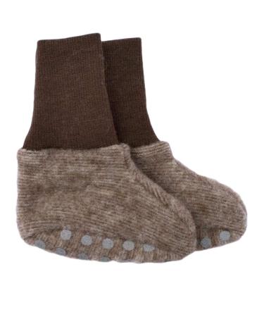 Cosilana Baby Fleece Booties 60% Wool (Organic) 40% Cotton (Organic) (Non-Slip Soles for Sizes EU 62/68 and Up) 1.5/2 UK Child Brown Melange