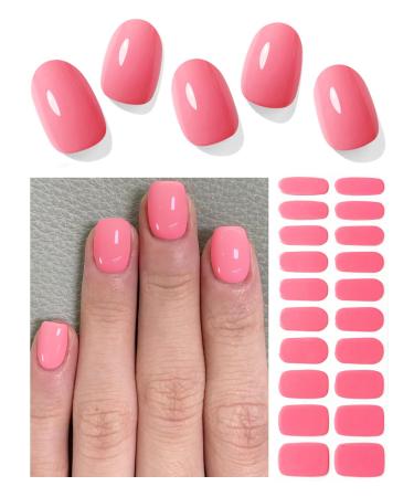 TrueShei nail foils |Coral pink UV gel nail film |23PCs nail foil self -adhesive |Gel Nail Stickers Gellack Wraps for Nagel Coral Pink
