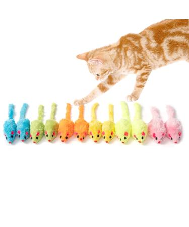 MeoHui Fur Mice Cat Toys, Rattling Catnip Cat Toys Mice, 5.5 Real Little Mice Size Cat Mouse Toys with Rattle Sound, Catnip Prefilled Cat Mice Toy for Indoor Cats Kitten Interactive Play Fetch 12PCS