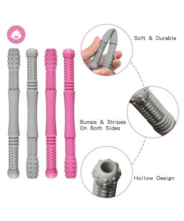 Soothing Silicone Baby Teething Tubes for Babies 0-12 Months - Safe, Non-Toxic and BPA-Free Teething Toys for Girls - Dishwasher Safe - Buy Online on GoSupps.com