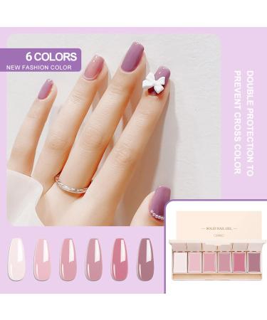 Solid Cream Gel Polish Set - 6 Pudding Colors Nail Brush & UV Manicure Kit - Perfect Gift for Moms Girls & Friends - Soak Off Portable Nail Art - Buy Online on GoSupps.com