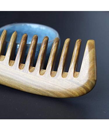 MABSSI Wide Tooth Natural Sandalwood Hair Comb- No Static Wooden Detangling Comb with Smooth Handle for Thick Curly Wavy Hair - Buy Online on GoSupps.com