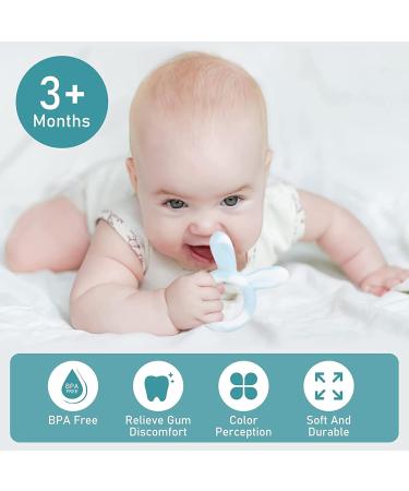 Baby Teething Toys Silicone Teethers Ring Shape Bunny Ear Bracelets for 3 Months Infant (White Blue) - Buy Online on GoSupps.com