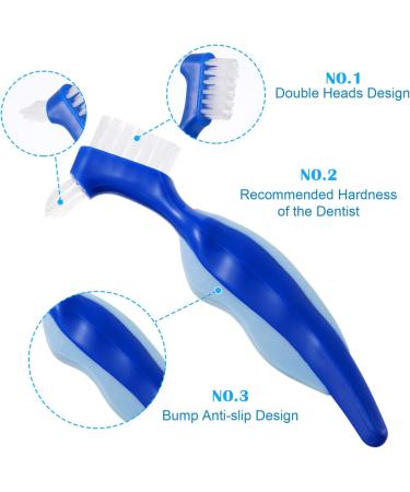 6-Piece Hard Prosthesis Brush Set - Ergonomic Double Bristle Denture Cleaning Toothbrushes for Artificial Teeth Care - Buy Online on GoSupps.com