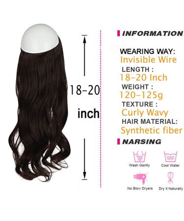 OMGREAT 18 Curly Dark Brown Highlight Hair Extension - Secret Wire Headband Synthetic Hairpiece for Women - Heat Friendly Fiber, 18 Inch, 4.2 Oz - Buy Online on GoSupps.com