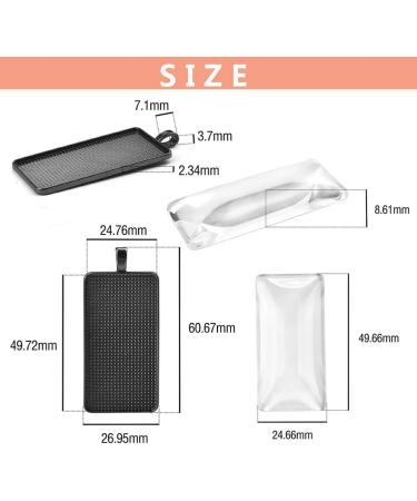 DROLE 30Pcs Pendant Trays Kit | Rectangle Bezels with Glass Cabochon | Jewelry Making Supplies - Buy Online on GoSupps.com