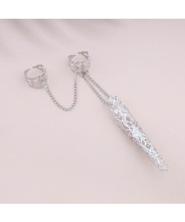 Dervivea Punk Finger Nail Claw Rings Silver Finger Ring Chain Ancient Queen Costume Fingernail Gothic Finger Ring Nail Jewelry for Women and Girls - Buy Online on GoSupps.com