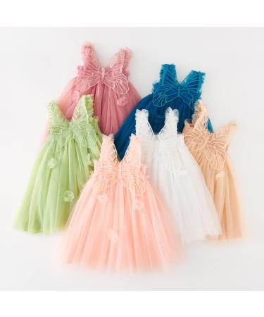 PythJooh Baby Girl Tulle Dress with Butterfly Wings, Pink Princess Sundress for Toddlers 12-18 Months - Buy Online on GoSupps.com