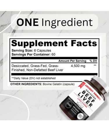 Ancient Origins Grass Fed Beef Liver Two Month Supply Supports Energy Production Cleansing Digestion Immunity and Full Body Wellness Non GMO Freeze Dried Liver Supplement 360 Capsules - Buy Online on GoSupps.com