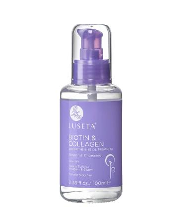 Luseta Biotin Hair Growth Serum, Hair Growth Oil for Thin & Dry Hair, Biotin & Collagen Oil for Thickening of Hair and Nourishing of Scalp 3.38 oz