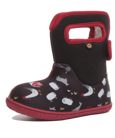 BOGS BABY WELLINGTON BOOTS PLUM FLOWER STRIPE 71565 SIZE UK 3-8 8 UK Child Farm Black Multi