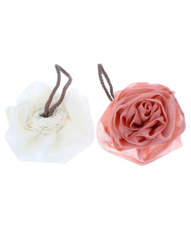 Uonlytech 2 Pcs Rose Bath Flower Loofah Back Scrubber Exfoliating Sponge Loofah Bath Sponge Body Scrubber Loofah Wash Cleaning Sponges for Household Use Shower Ball White Mesh Miss Bouquet