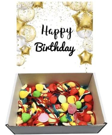Happy Birthday Pick N Mix Retro Sweets Box Gift Candy Hamper - 1kg Present Gift 240 mm x 240 mm x 40 mm Great for All Ages 16th 18th 21st 30th 40th 50th