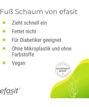 Efasit Foot Foam Cream - 125ml Moisturizing Care with Urea & Almond Oil for Diabetics - Eco-Friendly No Microplastics or Dyes - Buy Online on GoSupps.com