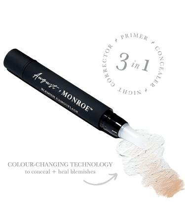August+Monroe 3-in-1 Blemish Camouflage Pen with Salicylic Acid - Conceal, Heal Breakouts, Vegan, 20+ Shades - Pimple Spot Treatment Stick, Face Primer (3-6 Month Supply) - Buy Online on GoSupps.com
