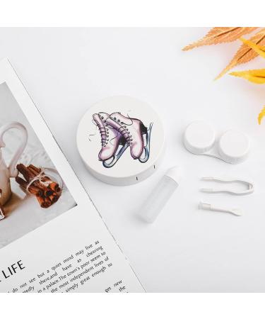 Cartoon Ice Skating Skates Round Case For Contact Lens Kit Storage Box with Mirror Printed - Buy Online on GoSupps.com