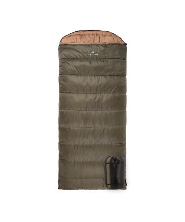 TETON Sports Regular Sleeping Bag Great for Family Camping Right Green Poly Liner