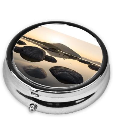 Zen Stone Printed Mini Round Pill Box | 3 Compartment Travel Organizer | Portable Medicine Case for Home & Office Use - Buy Online on GoSupps.com