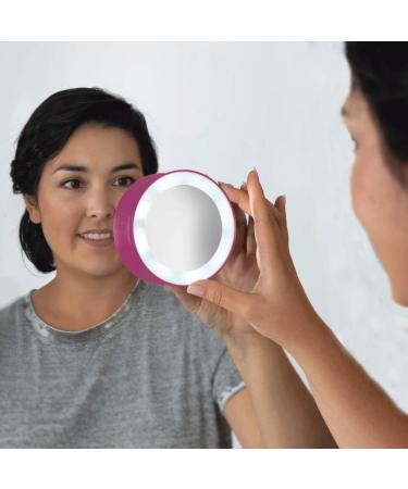Zadro Compact 10X Magnification LED Lighted Makeup Mirror with Suction Cup Mount - Pink - Buy Online on GoSupps.com