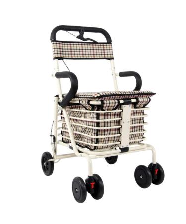Walking Frame Portable Folding Soft Comfortable Back Seat Can Sit Can Lock The Brakes Old Man Shopping Cart