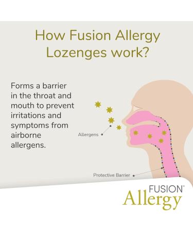 Fusion Allergy Lozenges x 24 - Preservative Free, Sugar Free - Honey Lemon Flavor for Mouth & Throat Allergy Symptoms - Buy Online on GoSupps.com