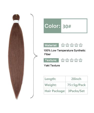 YDDM 20 Inch Pre-Stretched Braiding Hair Extensions - 3 Packs Jumbo Braids in Brown - Art Hair for Braid Extensions (30#) - Buy Online on GoSupps.com