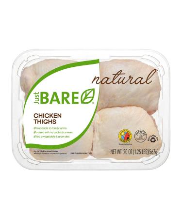 Just Bare Natural Fresh Chicken Thighs | Antibiotic-Free | Bone-In | 1.25 LB - Buy Online on GoSupps.com