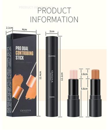 Go Ho 2 Colors Contour Stick - 2 in 1 Double-sided Concealer Stick Highlighter | Long-lasting Waterproof 3D Face Makeup Cream | 01# Ivory and Dark Brown - Buy Online on GoSupps.com