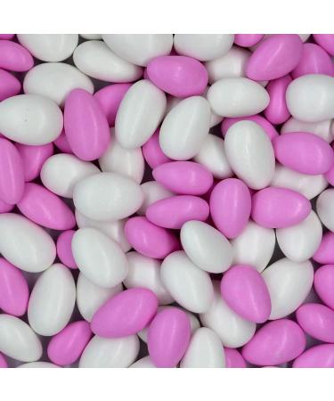 SweetGlob Jordan Almonds Party Colors Hard Candy (1 Pound Pastel Pink & White (Baby Girl)) 1 Pound (Pack of 1) Pastel Pink & White (Baby Girl)