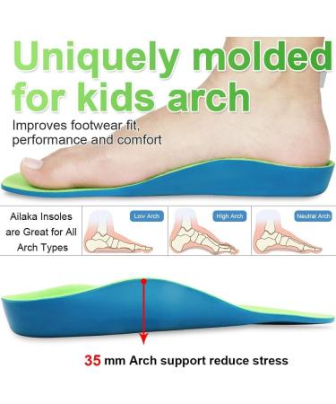 Ailaka Children's Arch Support Orthopedic Insoles | PU Foam Cushions for Flat Feet & Plantar Fasciitis | Heel Fatigue Relief - Size 26-29 EU (17cm) - Buy Online on GoSupps.com
