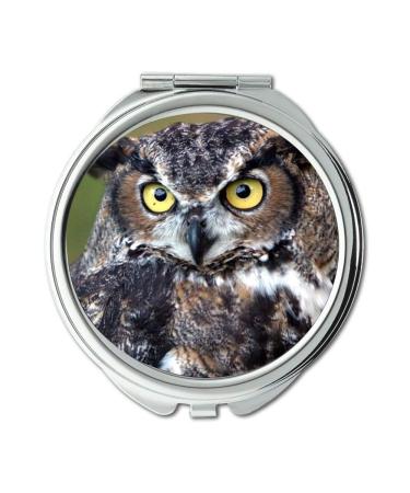 YENDOSTEEN Mirror makeup mirror owl attack Grand Duc Great Horned Owl pocket mirror portable mirror