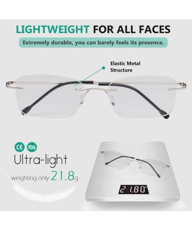 Eyekepper Frameless Reading Glasses for Women - Lightweight Rimless Design - Silver +0.50 | Stylish & Comfortable - Buy Online on GoSupps.com