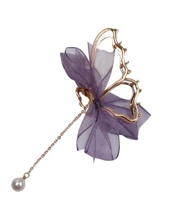 Butterfly hair clips clips with loop band pearl pendant torture metal elegant hair jewelry clip hair clip on the back of the head 1 PC D02-recangular