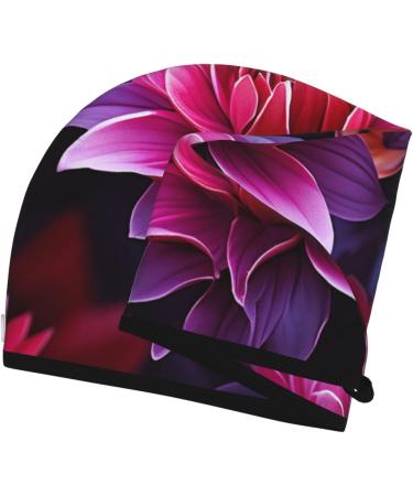Flower Leaves Purple Red Flower Print Dry Hair Cap for Women Coral Velvet Hair Towel Wrap Absorbent Hair Drying Towel with Button Quick Dry Hair Turban for Travel Shower Gym Salons - Buy Online on GoSupps.com
