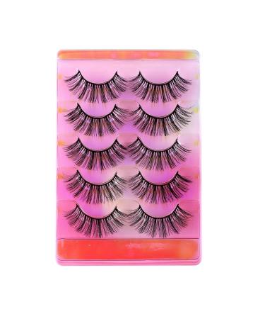 5 Pairs Natural False Eye Lashes 3D Multi-Layer Fake Eyelashes Extension Dense and Fluffy False Eyelash Cluster Naturally Curled False Eyelashes for Women Eye Makeup Type 3