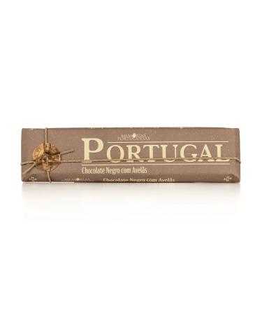 Dark chocolate bar with hazelnuts "Portugal" - 300 g - Gluten-free chocolate - Chocolate bar, hazelnuts and sugar - Smooth and creamy texture - Portuguese gourmet product
