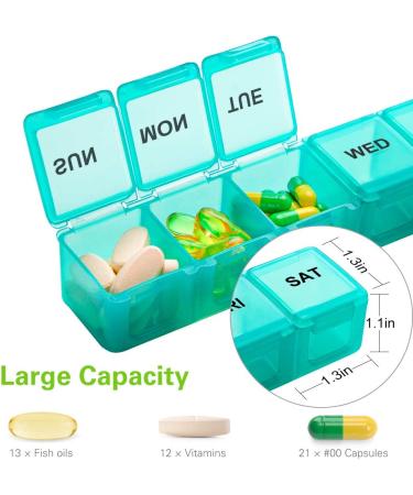 BUG HULL Extra Large Weekly Pill Organizer 2 Pack - XL 7 Day Pill Box for Vitamins, Medicine & Supplements - Travel Friendly Pill Case - Buy Online on GoSupps.com